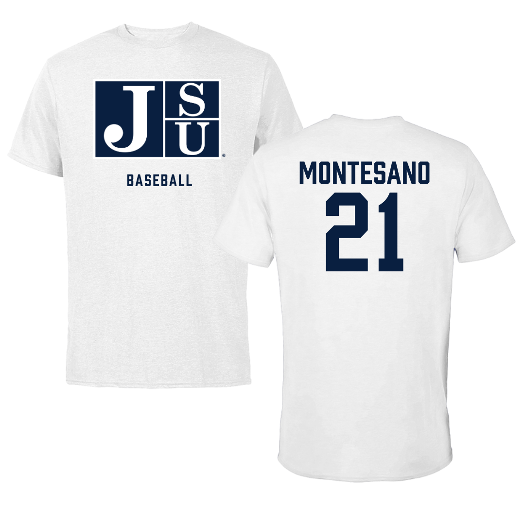 Jackson State University Baseball White Tee - #21 Lenny Montesano