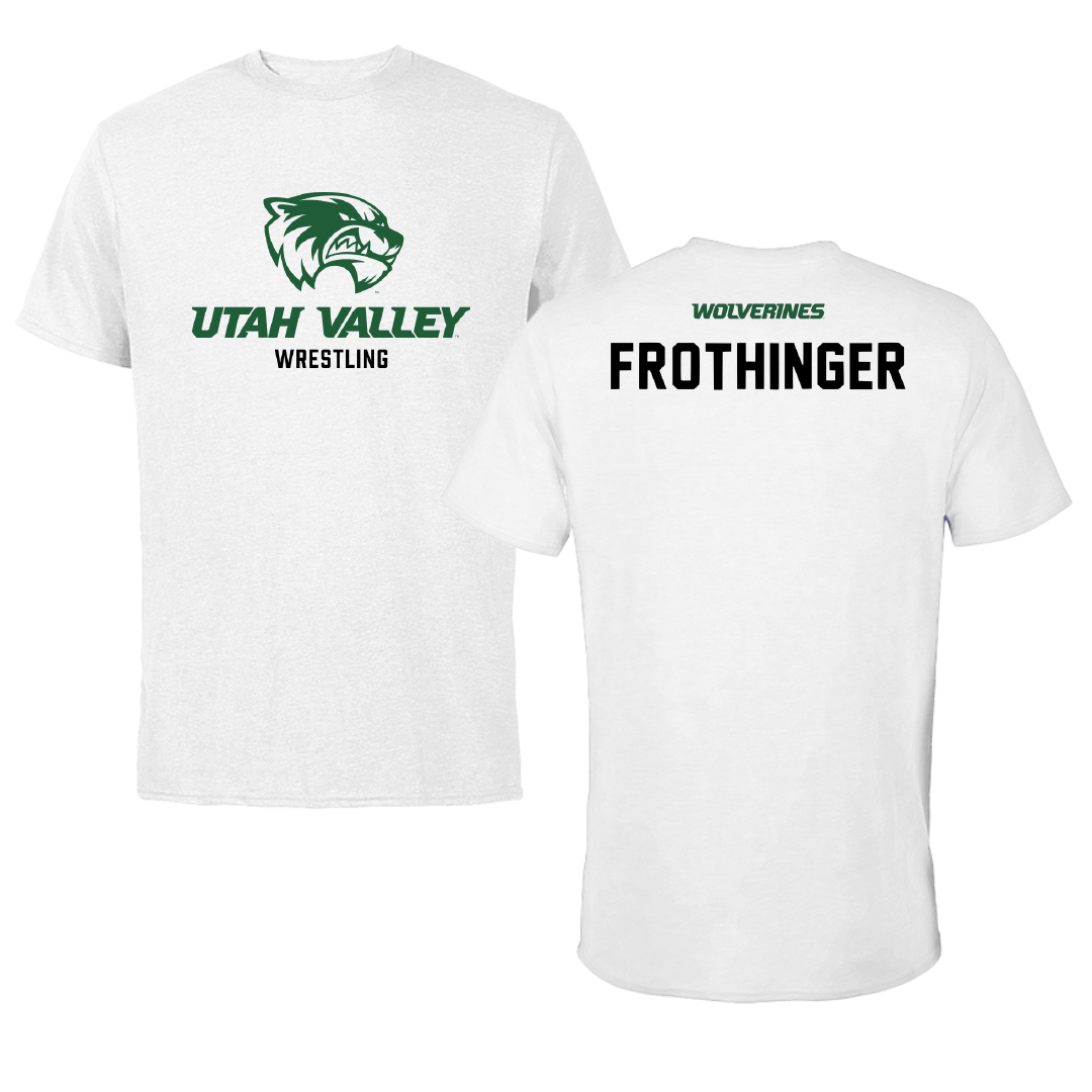 Utah Valley University Wrestling White Performance Tee - Tanner Frothinger