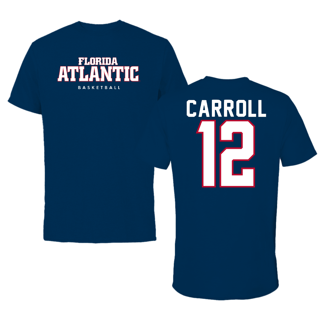 Florida Atlantic University Basketball Navy Block Performance Tee - #12 Tre Carroll