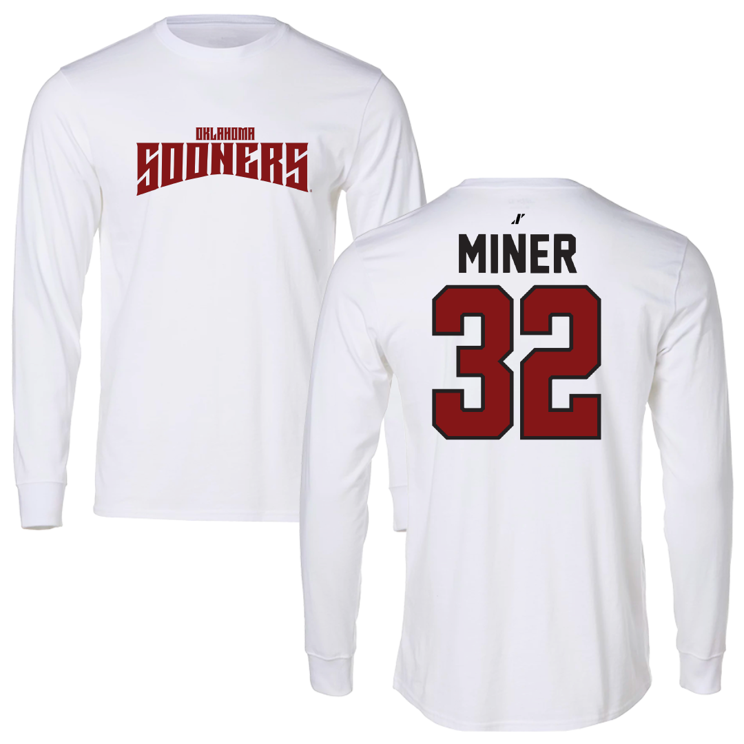 University of Oklahoma Baseball White Classic Long Sleeve - #32 Jace Miner