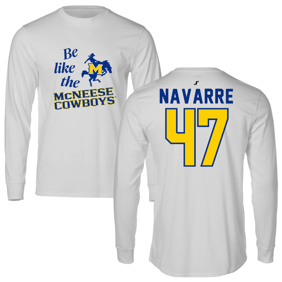 McNeese State University Baseball Light Gray Be Like Us Performance Long Sleeve - #47 Kohl Navarre
