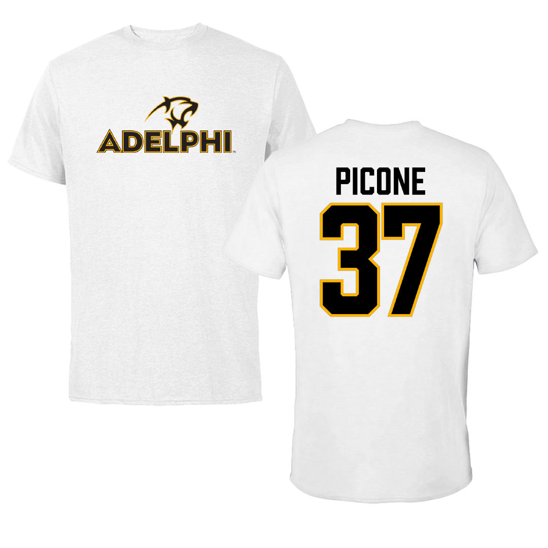 Adelphi University Baseball White Performance Tee - #37 CJ Picone