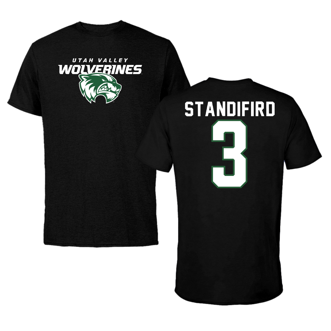 Utah Valley University Volleyball Black Wolverines Performance Tee - #3 Madison Standifird