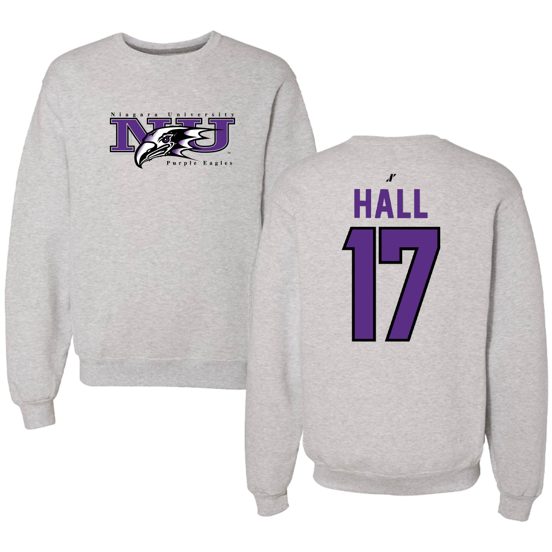 Niagara University Baseball Light Gray Crewneck - #17 Carter Hall