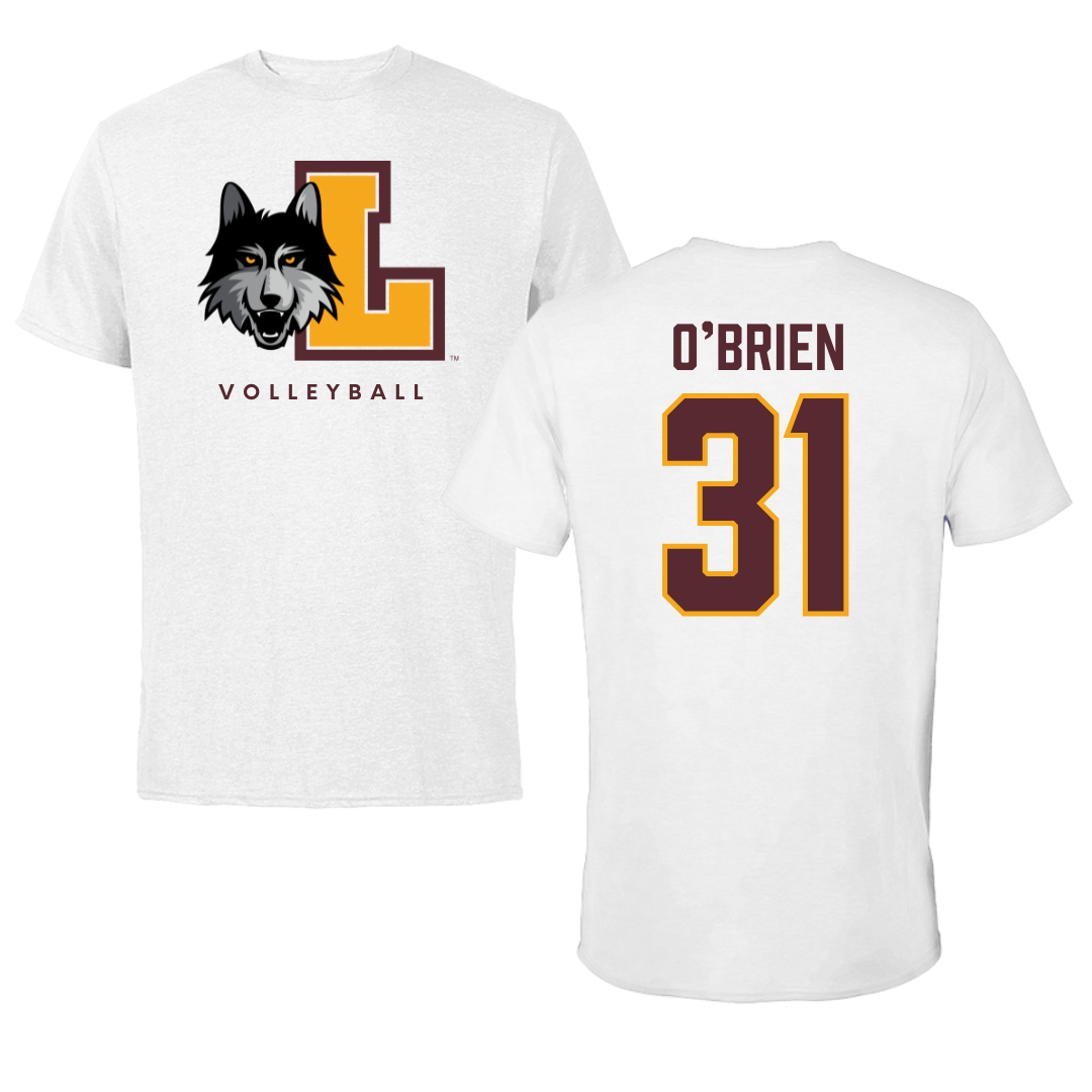 Loyola University-Chicago Volleyball White Performance Tee - #31 Gavin O’Brien