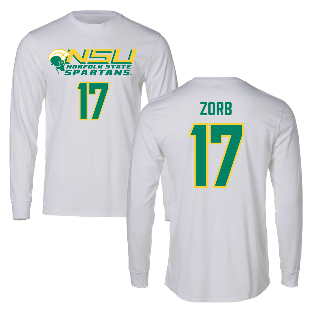 Norfolk State University Softball White Performance Long Sleeve - #17 Lisa Zorb