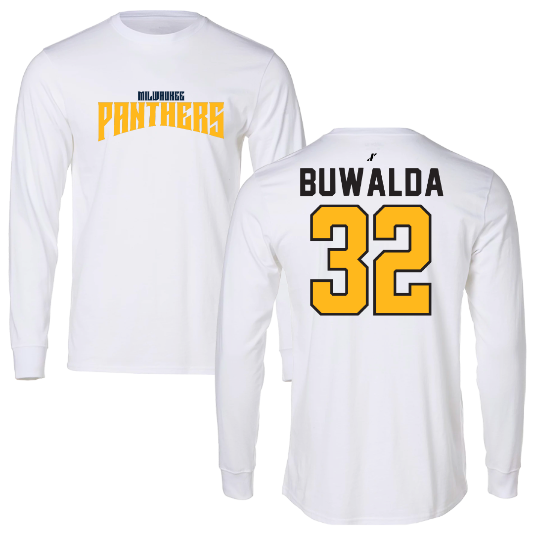 University of Wisconsin-Milwaukee Basketball White Classic Performance Long Sleeve - #32 Jorey Buwalda