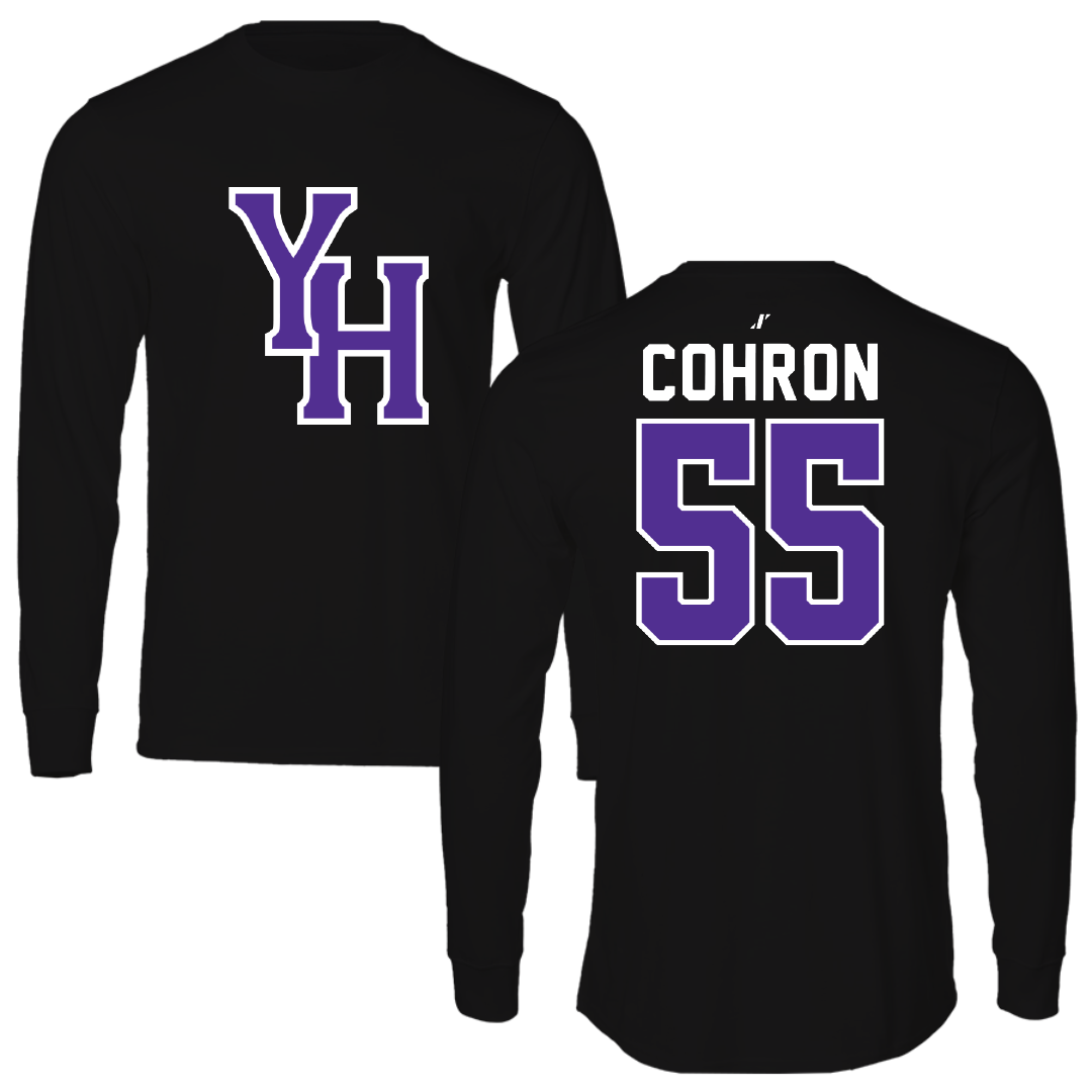 Young Harris College Lacrosse Black Performance Long Sleeve - #55 Trey Cohron