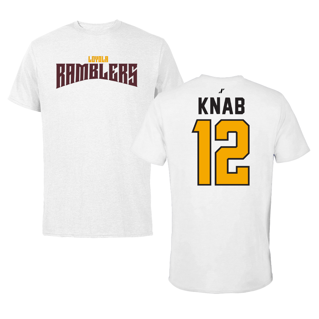 Loyola University-Chicago Soccer White Classic Performance Tee - #12 Olivia Knab