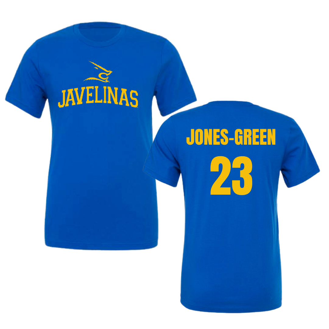 Texas A&M University-Kingsville Basketball Blue Tee - #23 Marcus Jones-Green