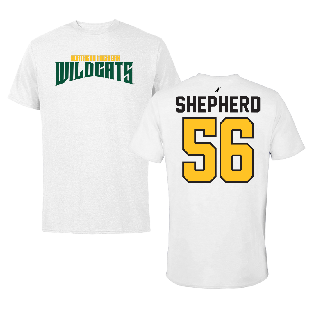 Northern Michigan University Football White Classic Tee - #56 Graycen Shepherd