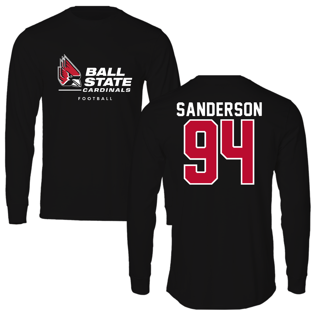 Ball State University Football Black Long Sleeve - #94 Hunter Sanderson
