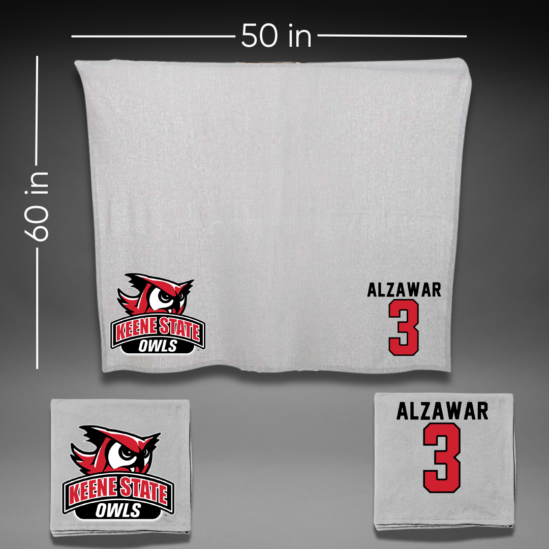 Keene State College Soccer Gray Owls Blanket - #3 Ali Alzawar