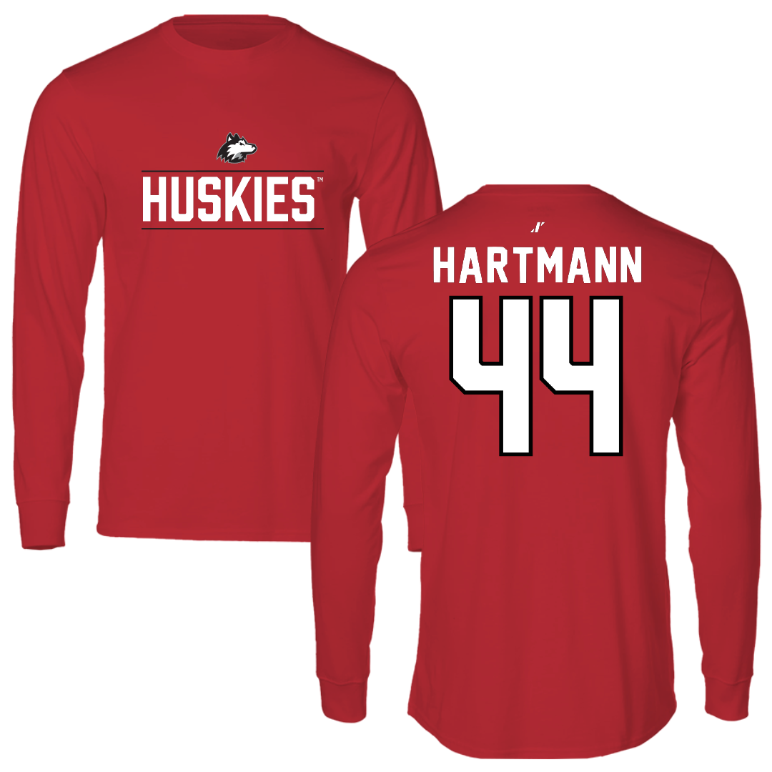 Northern Illinois University Baseball Red General Long Sleeve - #44 Kyle Hartmann