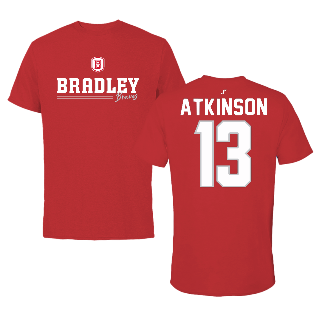 Bradley University Baseball Red General Tee - #13 Bobby Atkinson