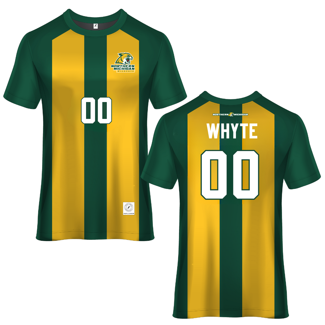 Northern Michigan University Green Striped Soccer Jersey - #00 Emily Whyte