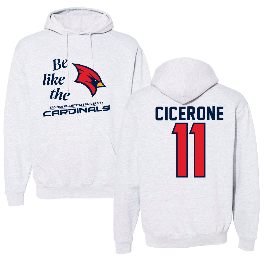 Saginaw Valley State University Baseball Light Gray Be Like Us Hoodie - #11 Austin Cicerone