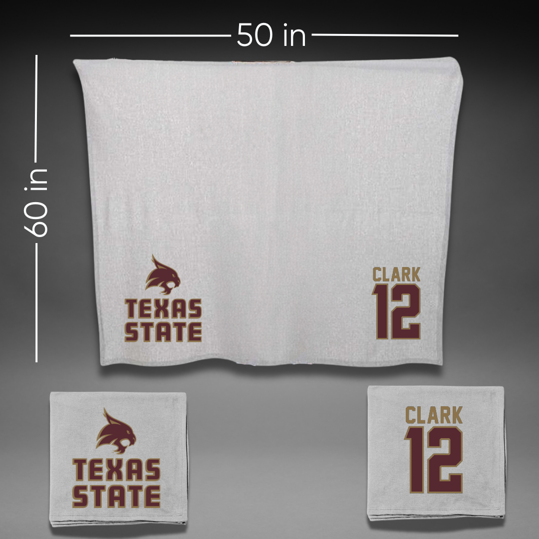 Texas State University Volleyball Gray Blanket - #12 Alyssa Clark