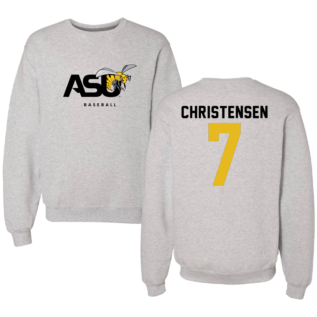 Alabama State University Baseball Light Gray Crewneck - #7 Jaxon Christensen