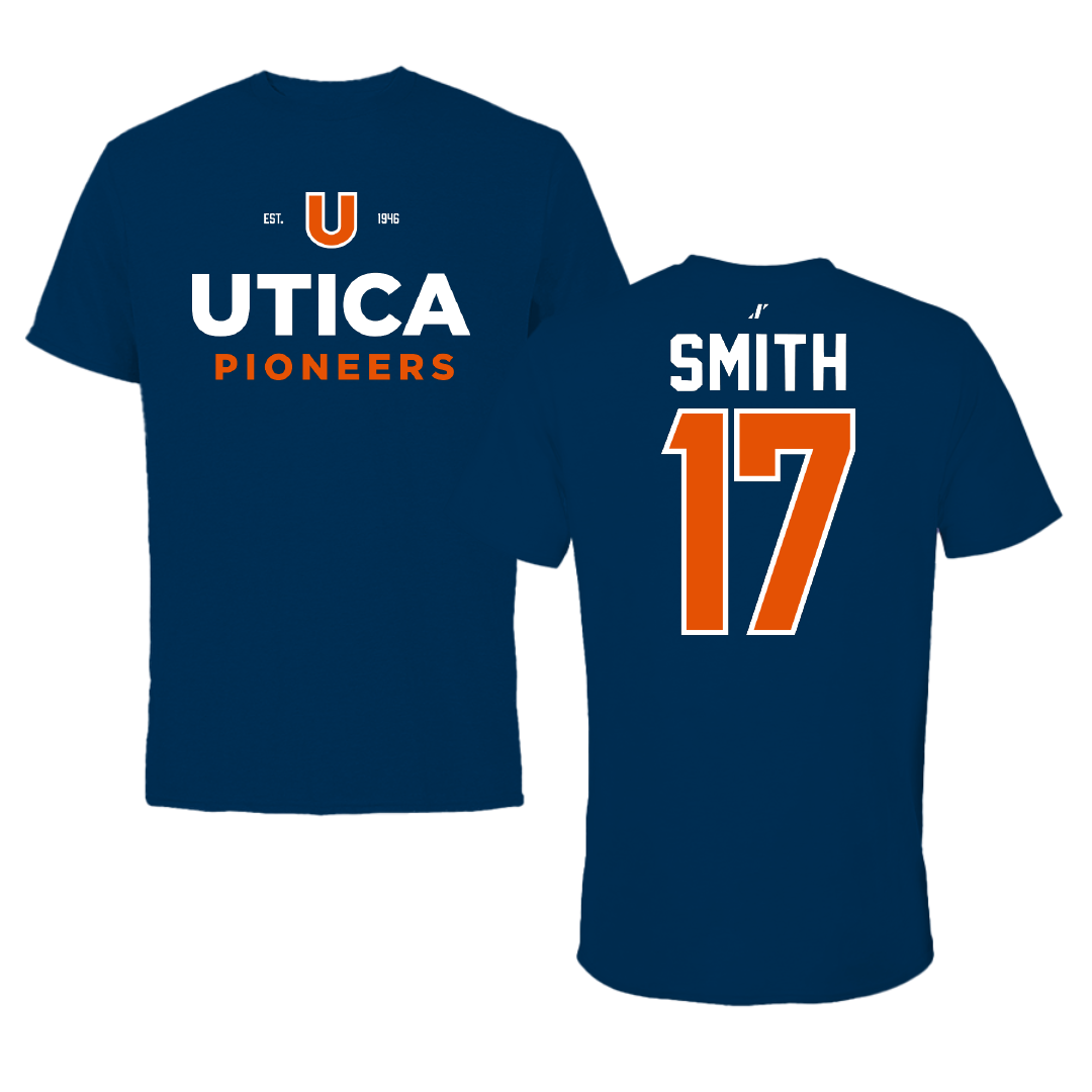 Utica University Football Navy General Tee - #17 Nazir Smith