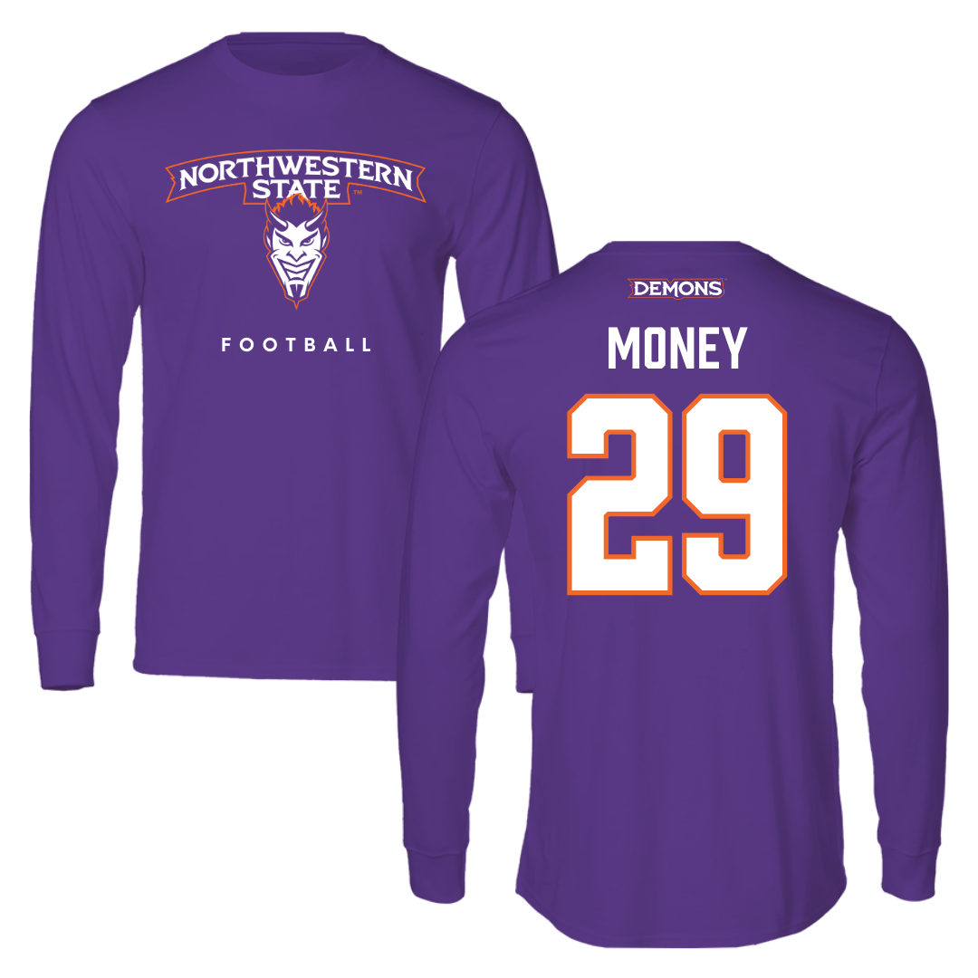 Northwestern State University Football Purple Performance Long Sleeve - #29 Brett Money