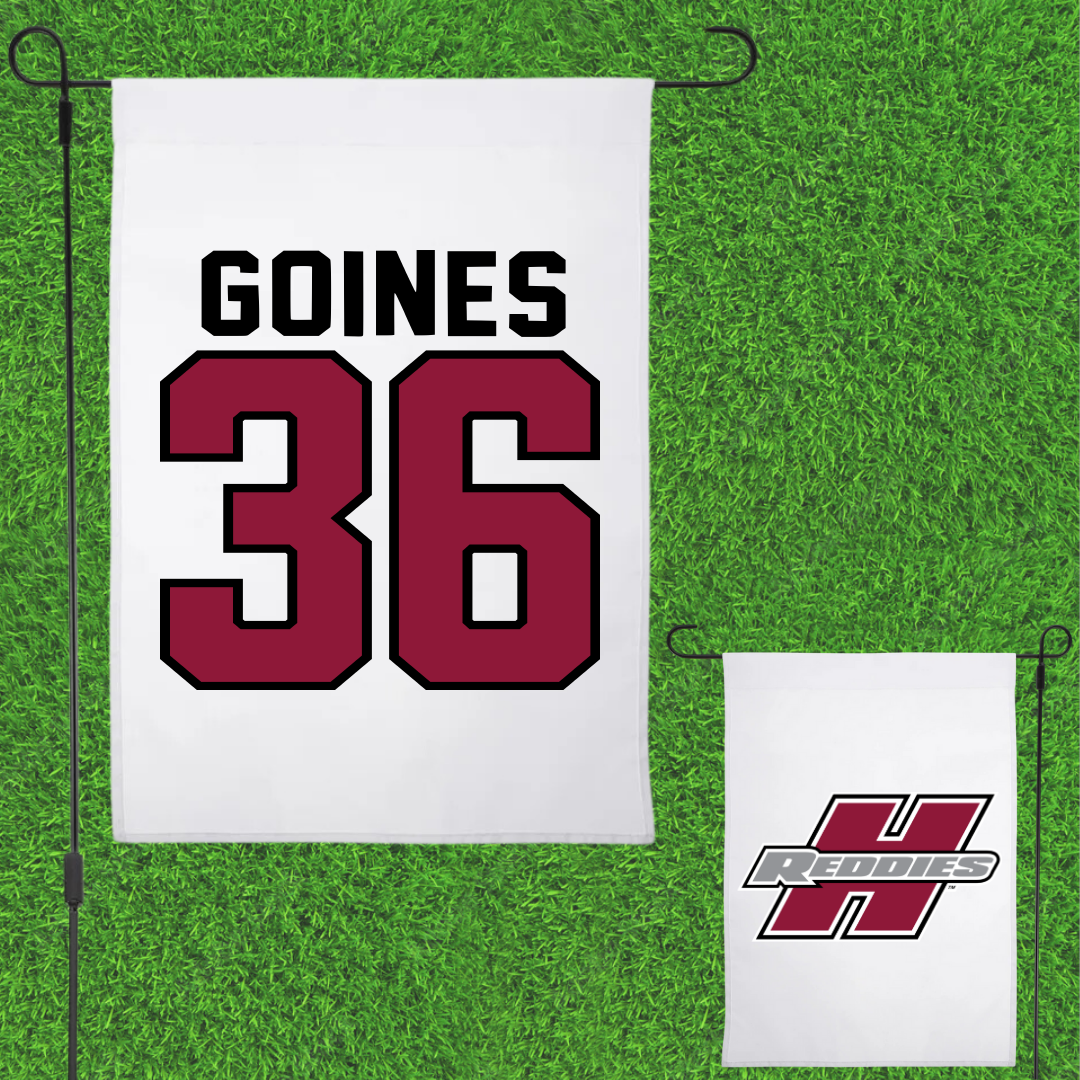 Henderson State University Baseball White Garden Flag - #36 Dawson Goines