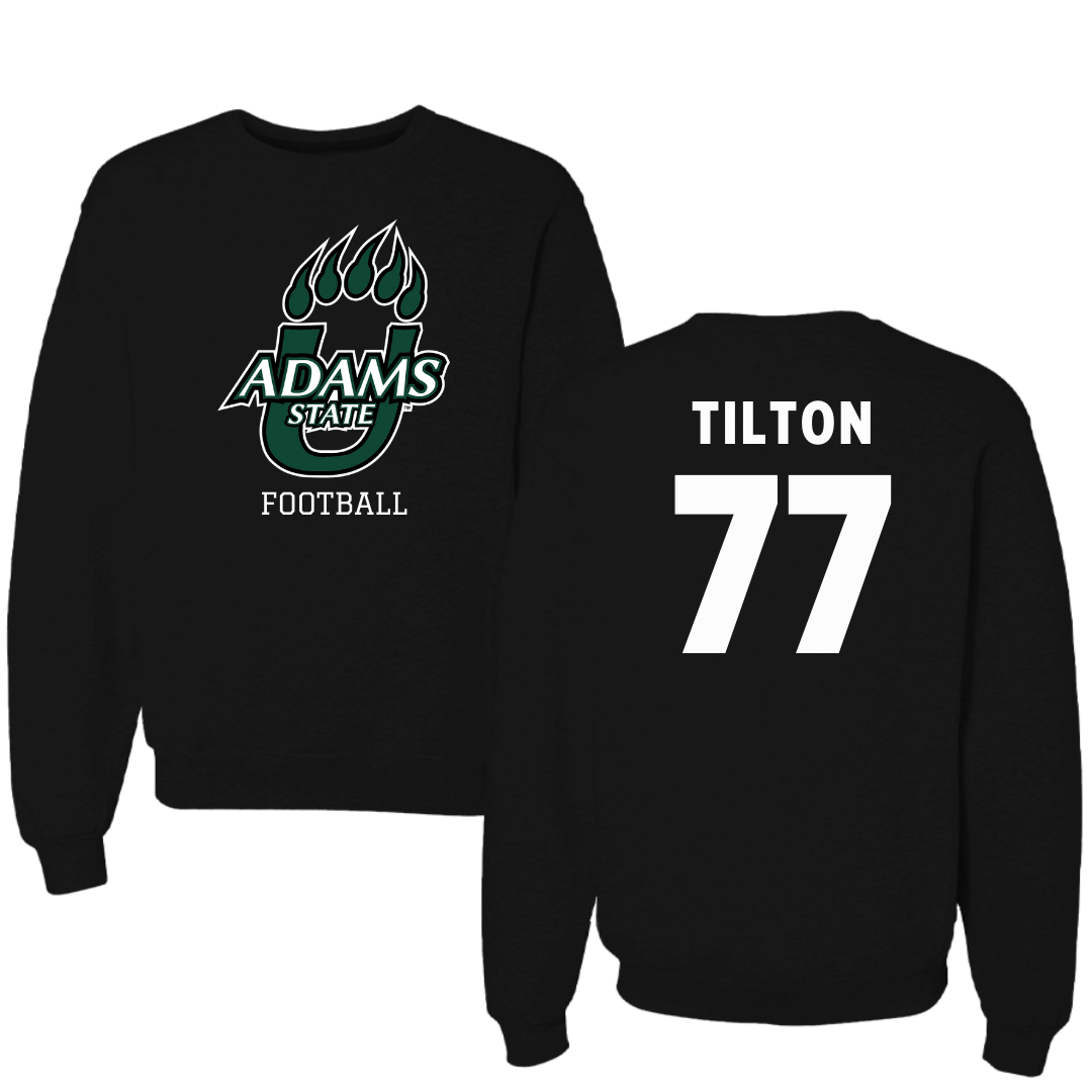 Adams State University Football Black State Crewneck - #77 Wyatt Tilton