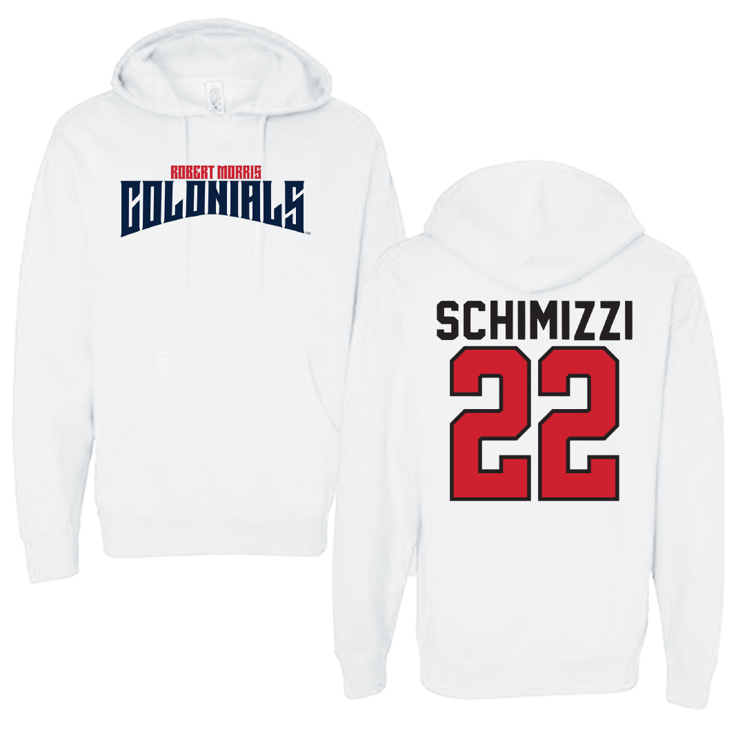 Robert Morris University Ice Hockey White Classic Hoodie - #22 Dominic Schimizzi