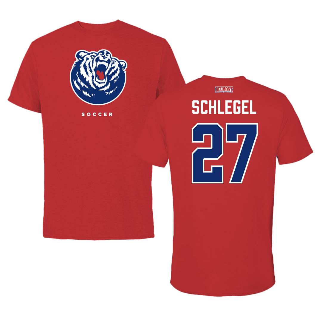 Belmont University Soccer Red Tee - #27 Ethan Schlegel