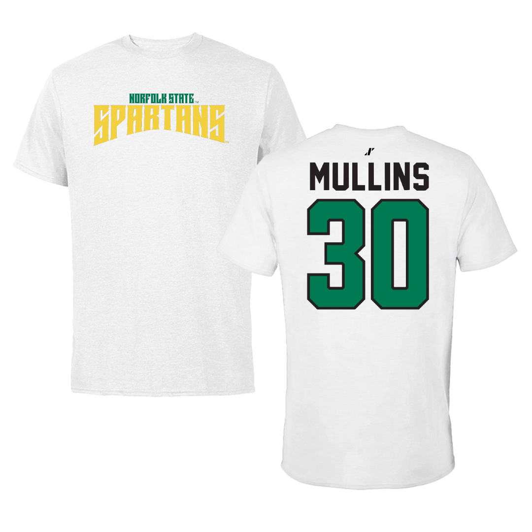 Norfolk State University Basketball White Classic Performance Tee - #30 Paris Mullins