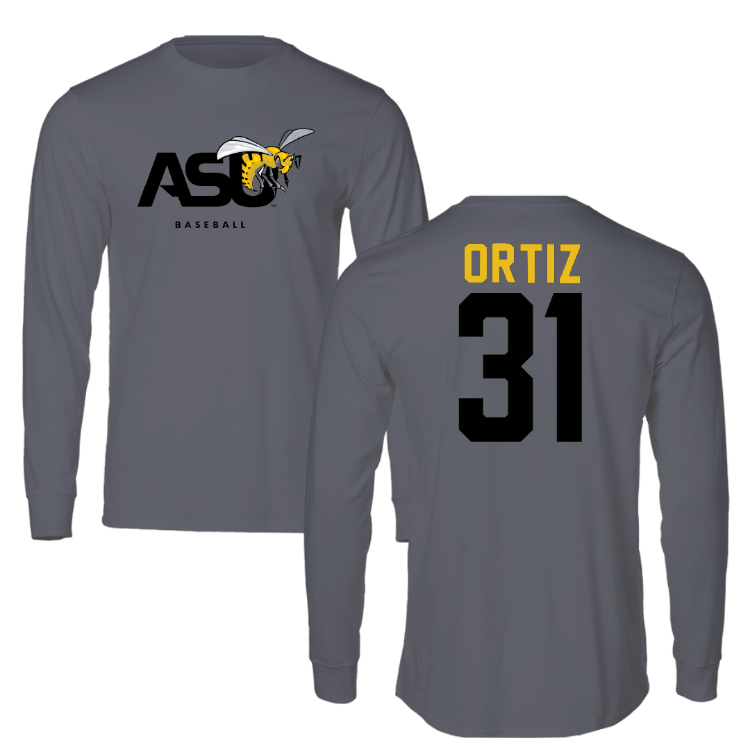 Alabama State University Baseball Dark Gray Long Sleeve - #31 Daniel Ortiz