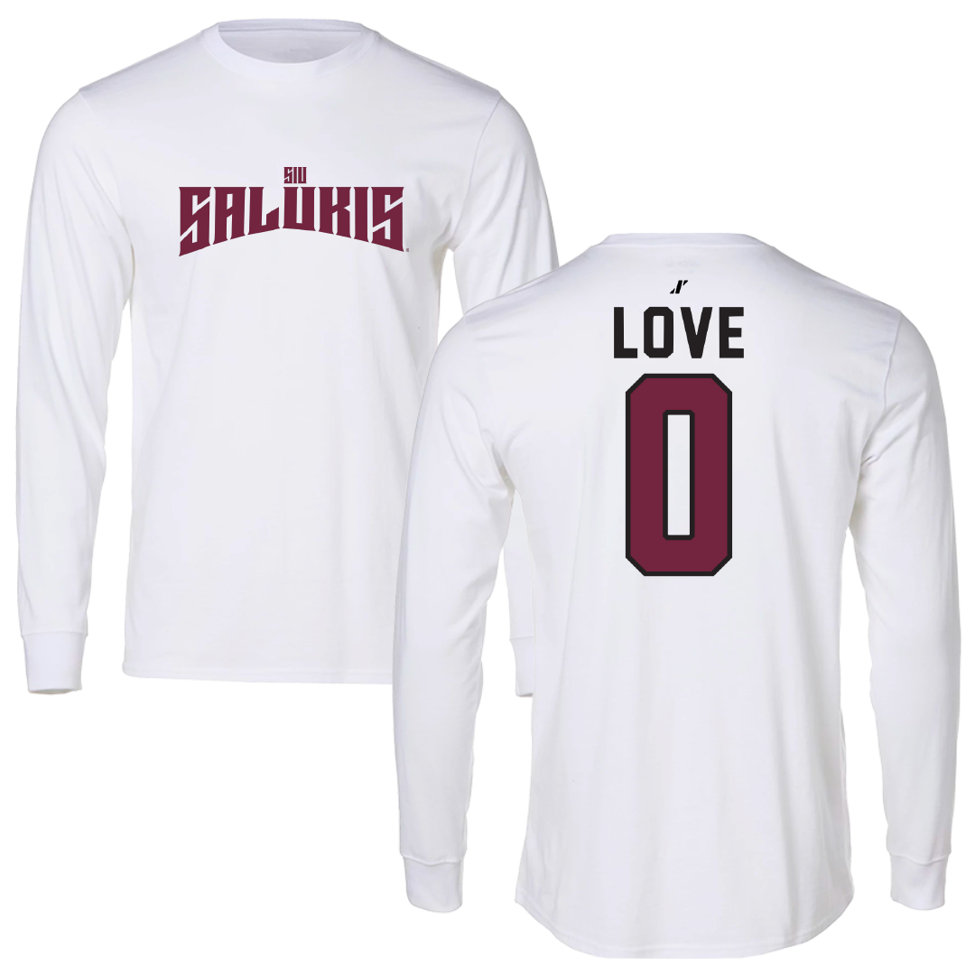 Southern Illinois University at Carbondale Basketball White Classic Performance Long Sleeve - #0 Quierra Love
