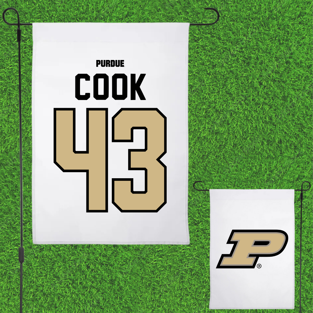 Purdue University Baseball White Garden Flag - #43 Avery Cook