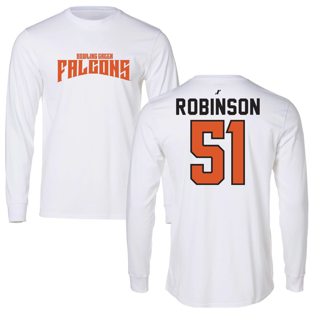 Bowling Green State University Football White Classic Performance Long Sleeve - #51 Dillon Robinson