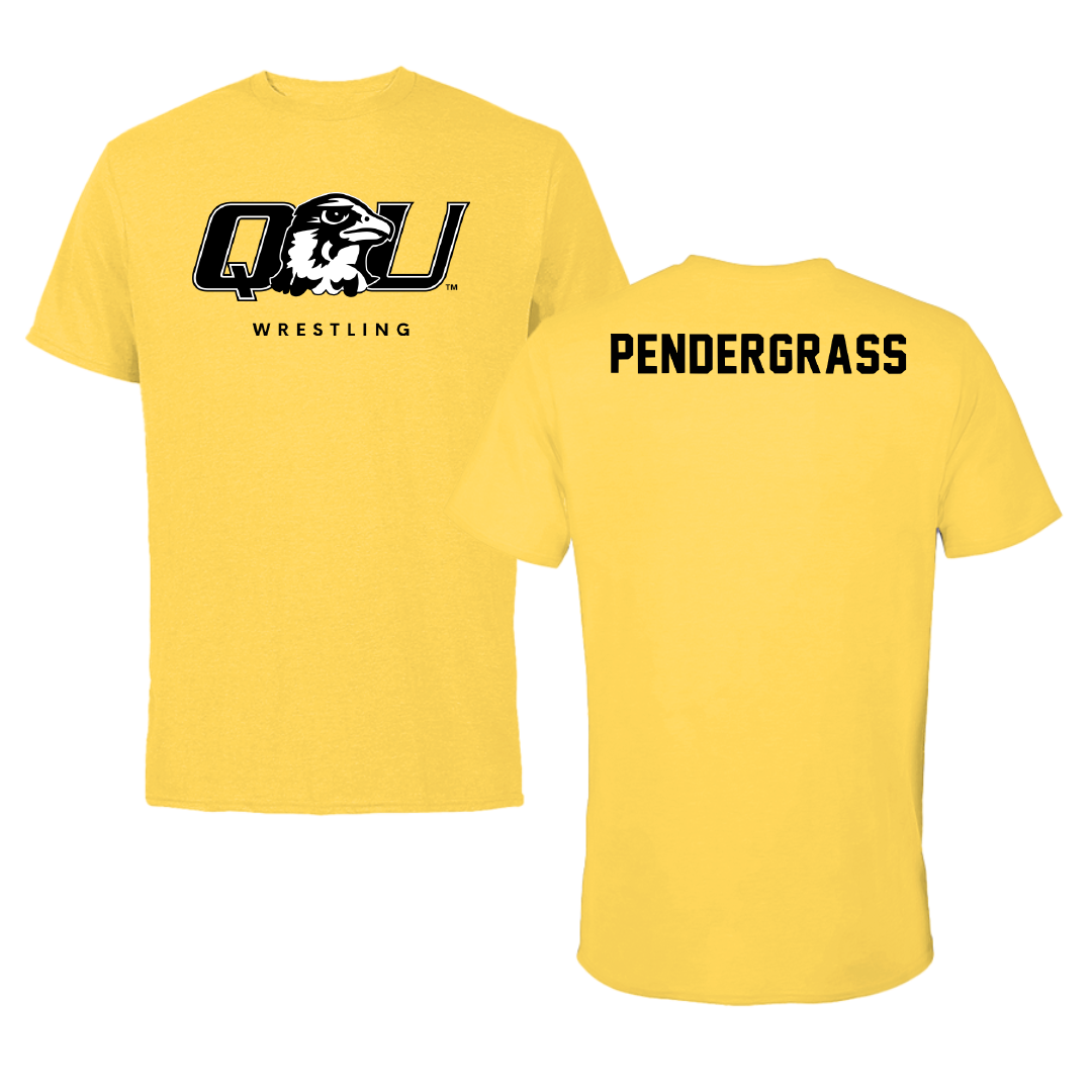 Quincy University Wrestling Yellow Hawk Tee - Trinity Pendergrass