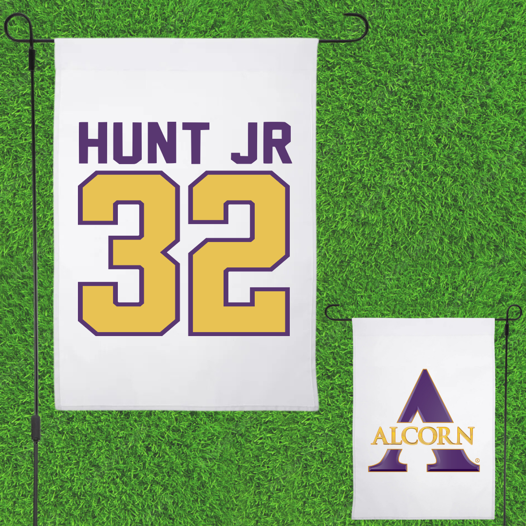 Alcorn State University Baseball White Garden Flag - #32 Stephen Zol Hunt Jr