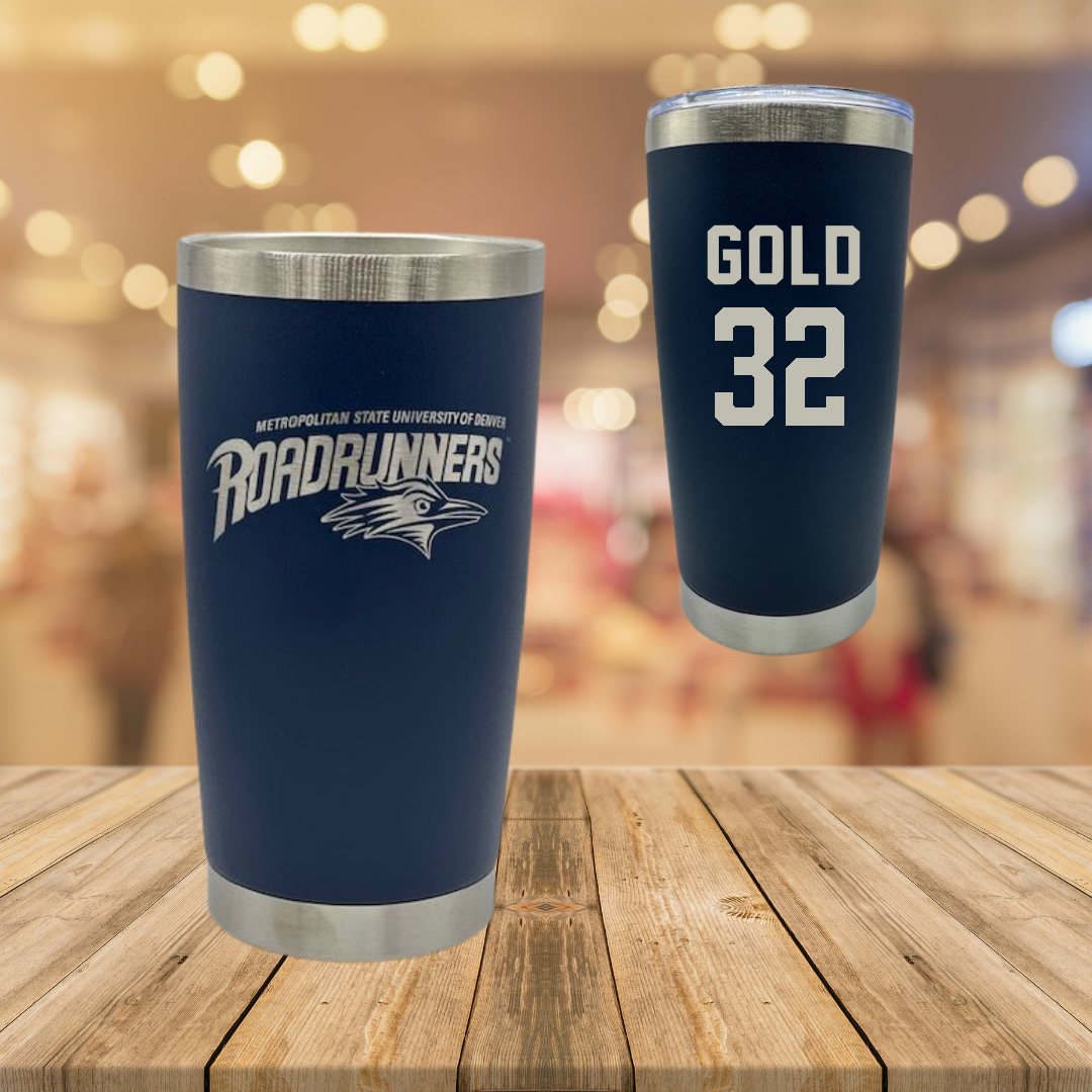 Metropolitan State University of Denver Soccer Navy Stainless Steel Tumbler - #32 Brooklyn Gold