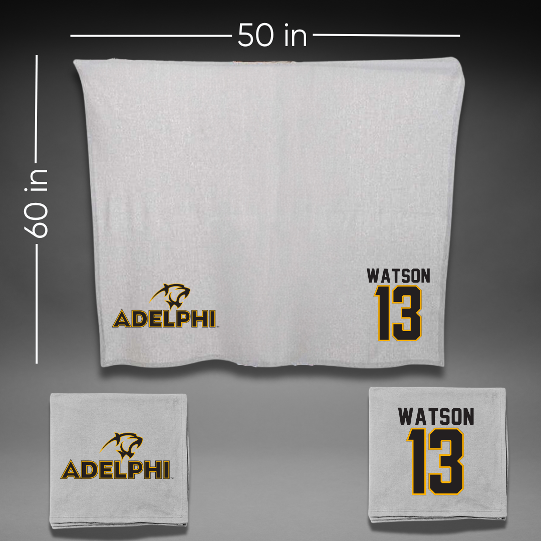 Adelphi University Soccer Gray Blanket - #13 Andrew Watson