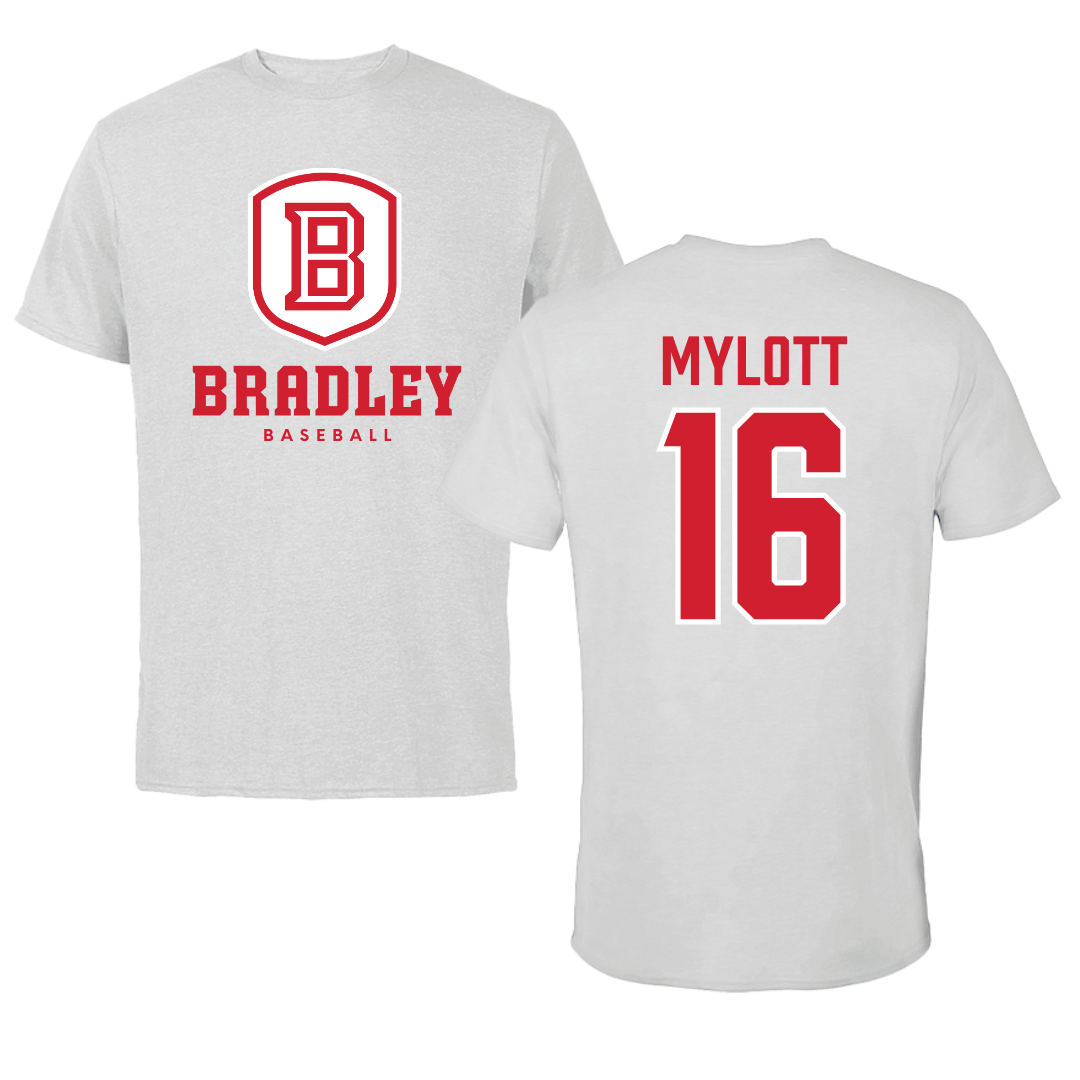 Bradley University Baseball Gray Performance Tee - #16 Michael Mylott
