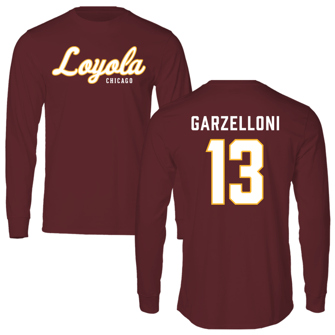 Loyola University-Chicago Soccer Maroon Performance Long Sleeve - #13 Luca Garzelloni