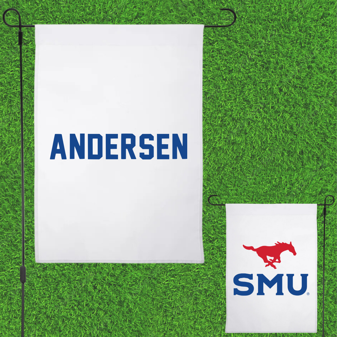 Southern Methodist University Swimming & Diving White Garden Flag - Ava Andersen