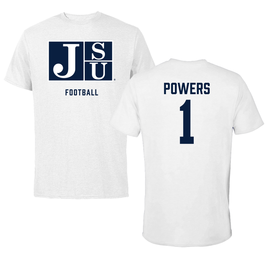 Jackson State University Football White Performance Tee - #1 Rico Powers
