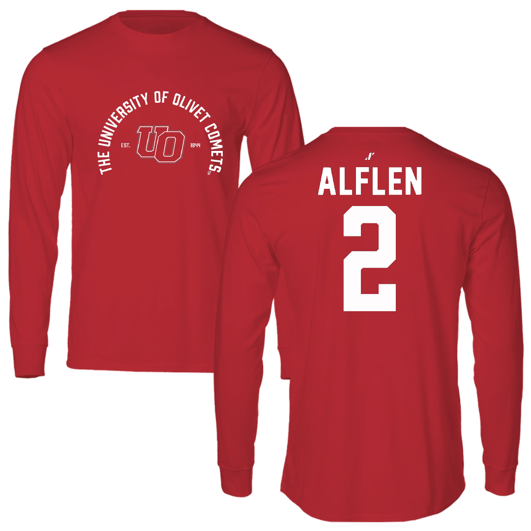 The University of Olivet Baseball Red General Performance Long Sleeve - #2 Austin Alflen