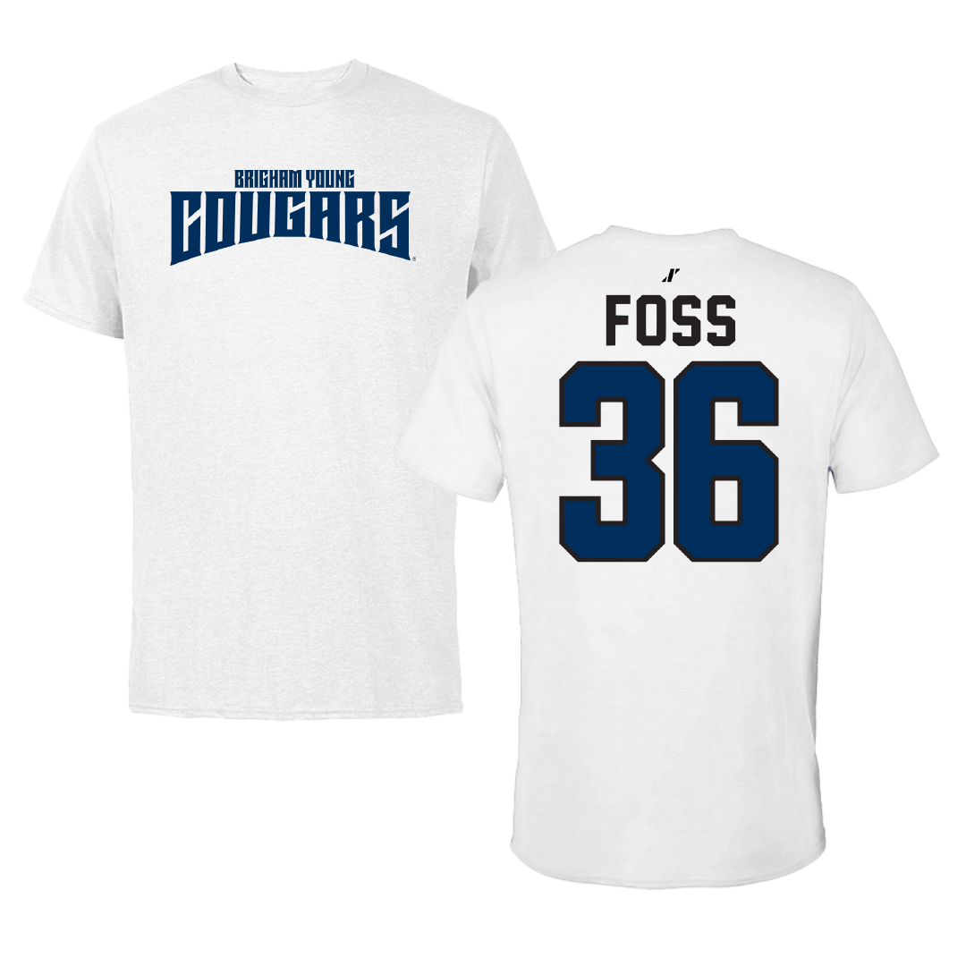 Brigham Young University Baseball White Classic Performance Tee - #36 Carter Foss