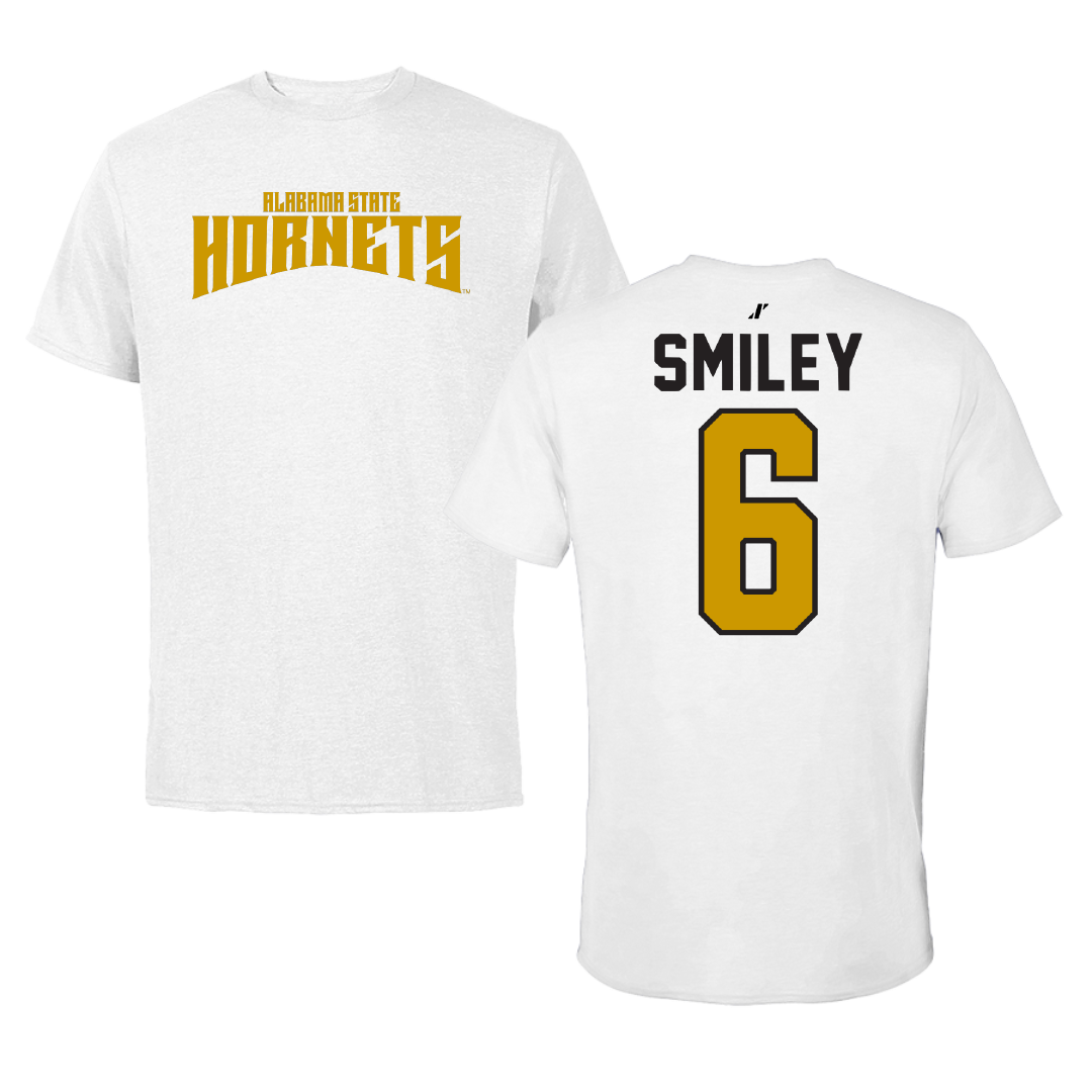 Alabama State University Baseball White Classic Performance Tee - #6 Demarckus Smiley