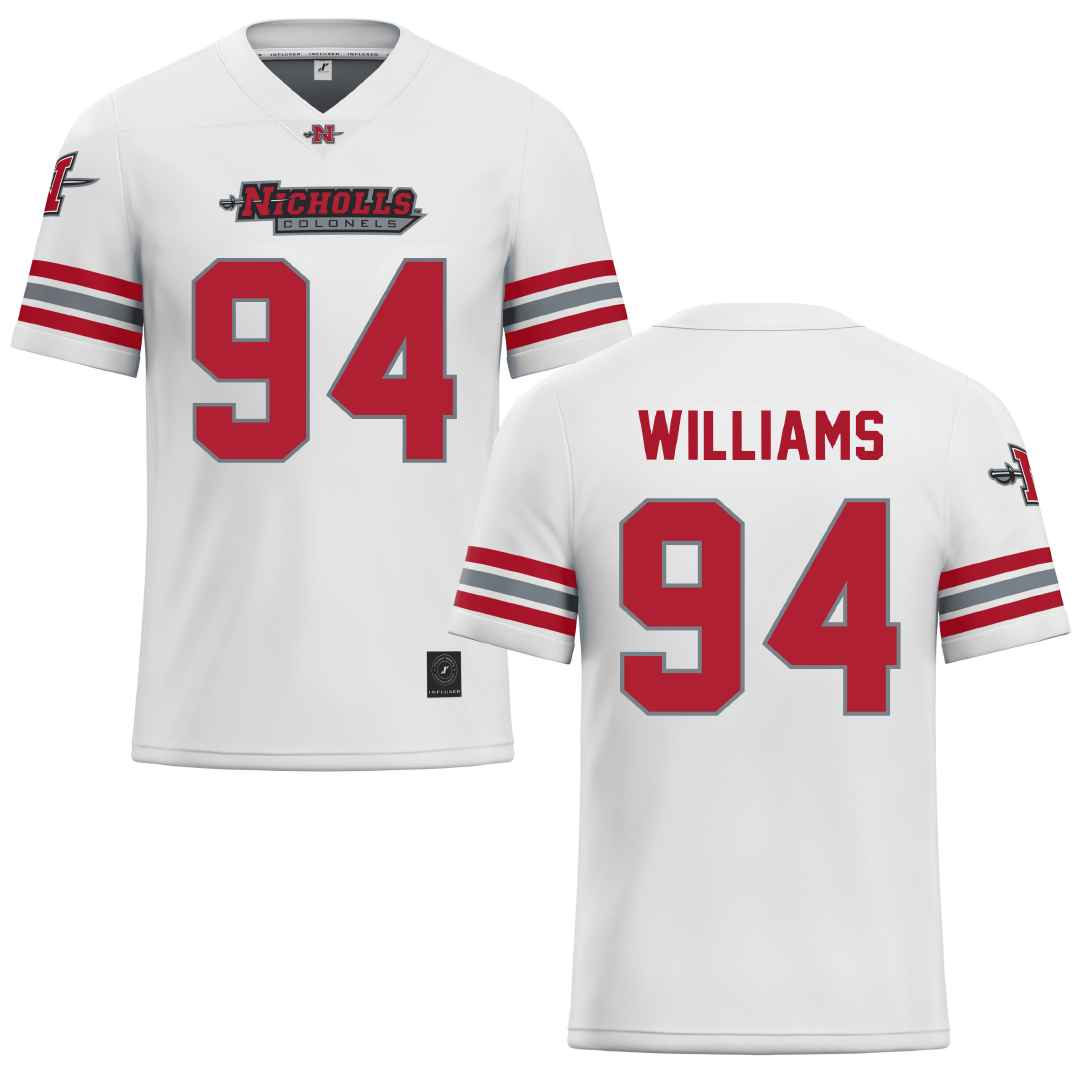 Nicholls State University White Football Jersey - #94 Nick Williams