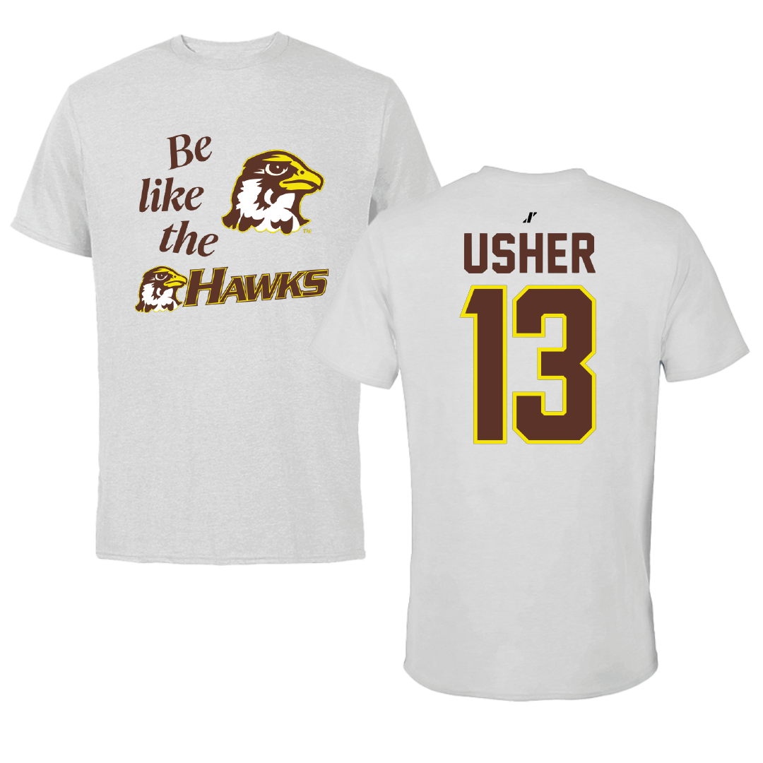 Quincy University Lacrosse Light Gray Be Like Us Tee - #13 Colin Usher