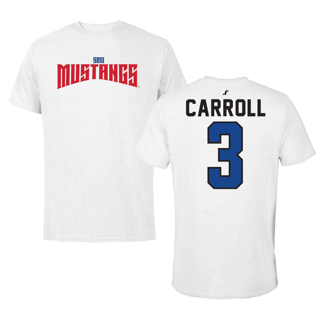Southern Methodist University Football White Classic Performance Tee - #3 Jamarion Carroll