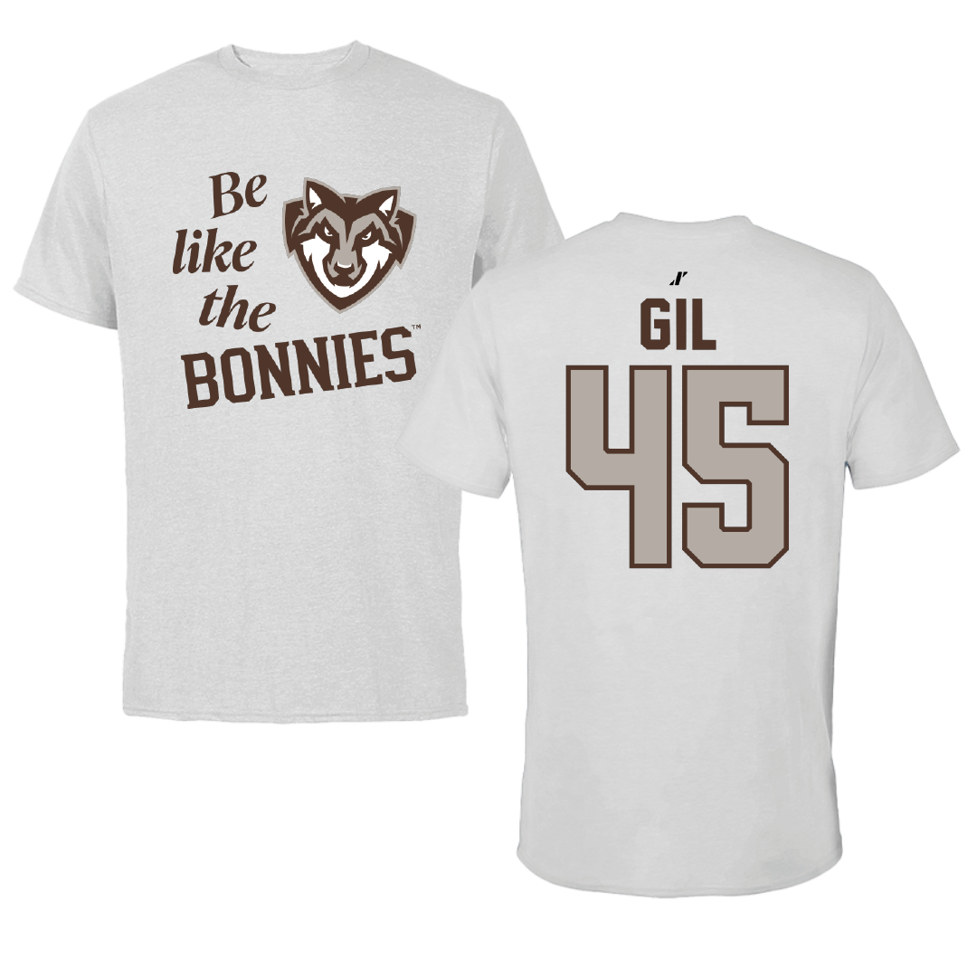 St. Bonaventure University Baseball Light Gray Be Like Us Performance Tee - #45 Samuel Gil