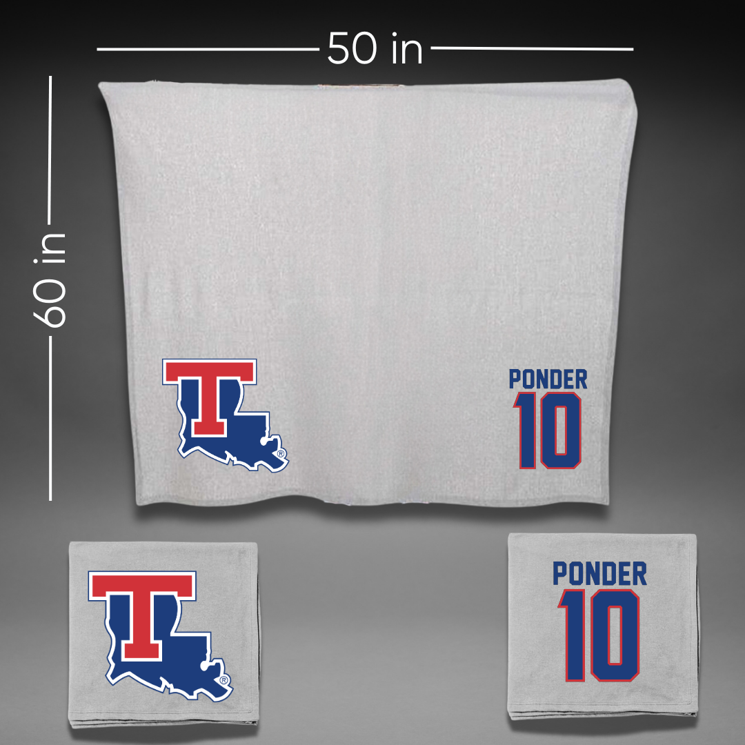 Louisiana Tech University Basketball Gray Blanket - #10 Ben Ponder